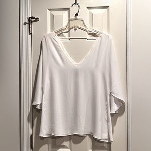 White House Black Market v-neck Blouse in White - Size Large